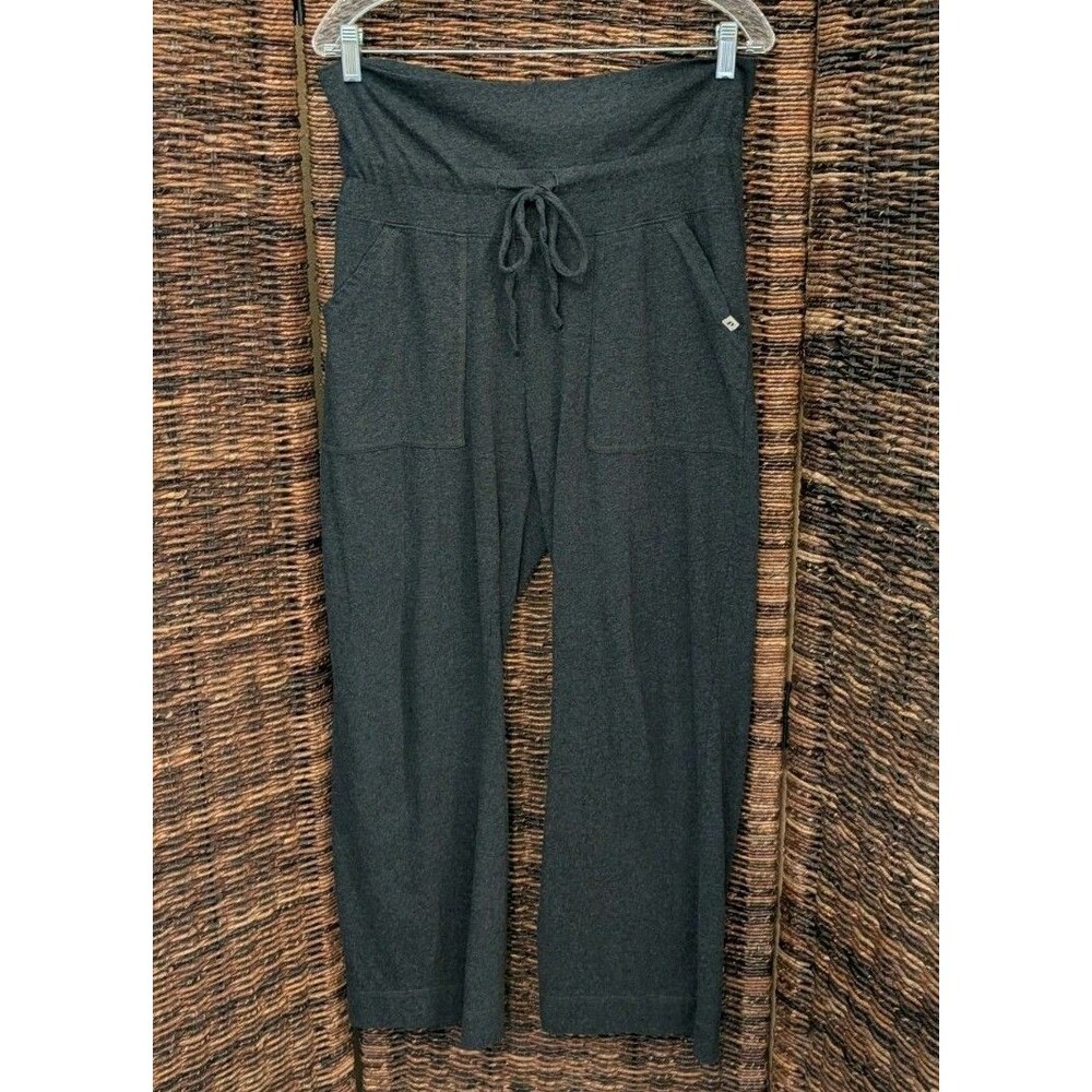 Pact Organic Cotton Fold Over Wide Leg Maternity Pants Medium Gray Loungewear